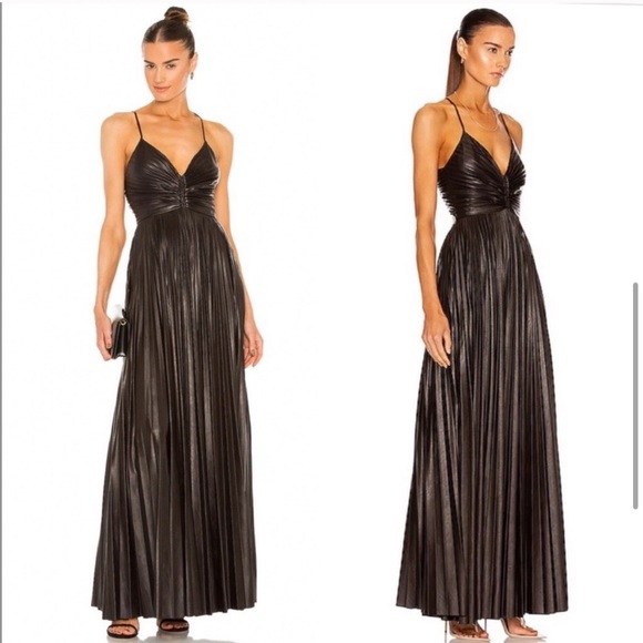 ALC Ariya Vegan Leather Brown Gown - Picture 6 of 10